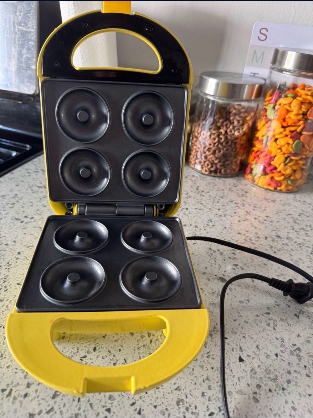 Yellow Mini Donut Maker - Compact Electric Donut Machine